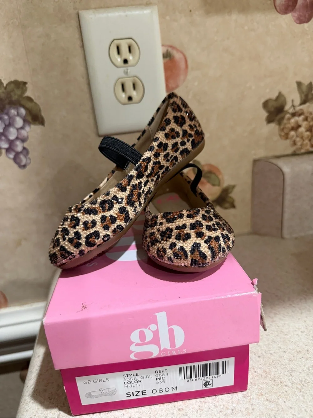 GB girls Leopard-Print Ballet Flats in Tan and Black